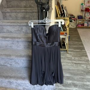 Short black multi texture strapless party dress